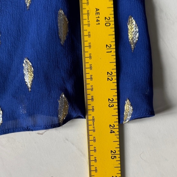 Lilly Pulitzer Royal Blue Blouse with Gold Leaf Pattern - Picture 16 of 16